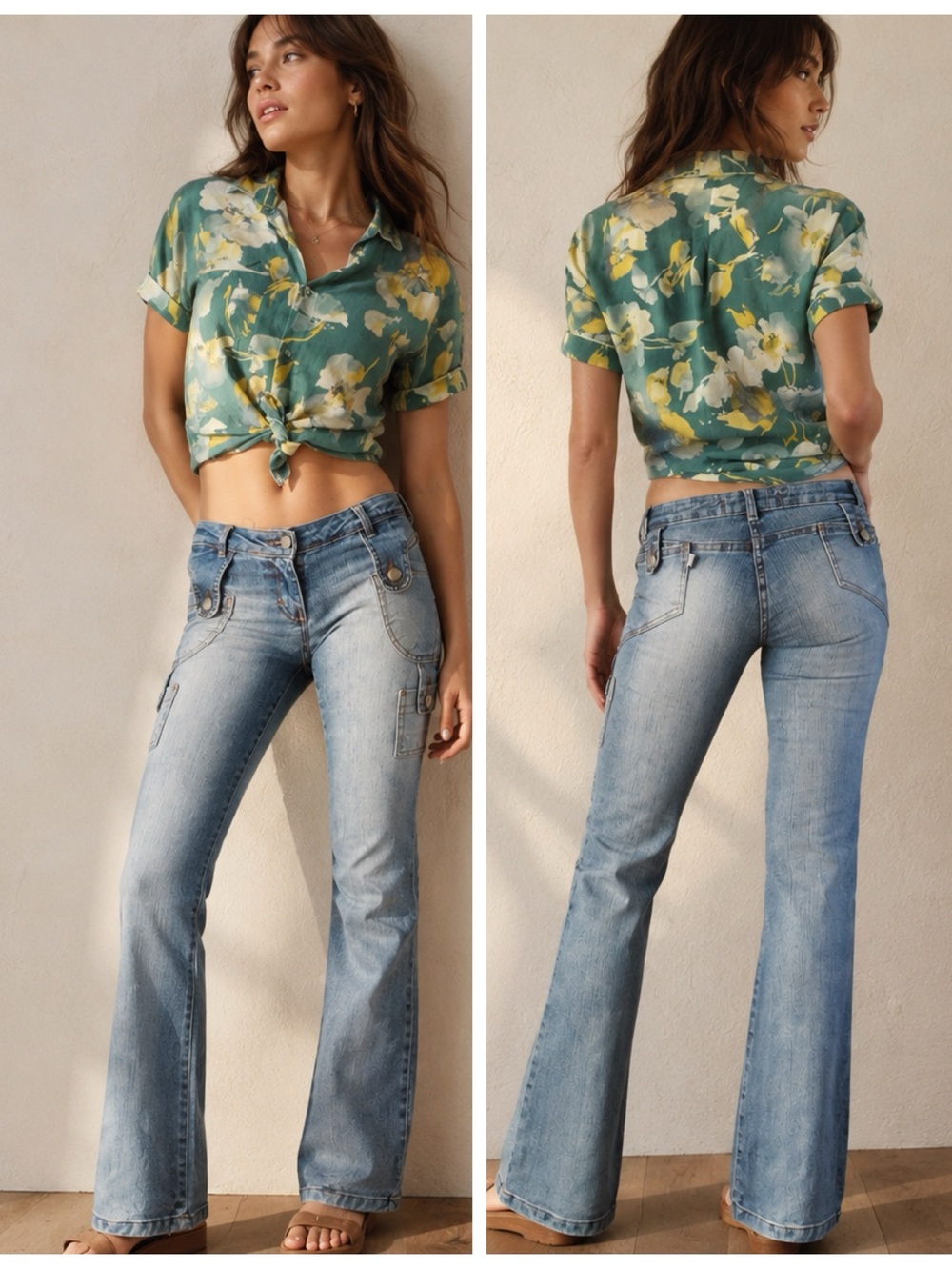 Vintage ZAKO USA Brazilian Y2K Extreme Low-Rise Bootcut Stretch Tall Jeans Sz 7